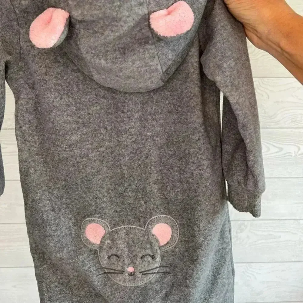Carter’s “Mouse” hooded fleece  jumpsuit Baby girl Size 24 months